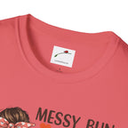 Coffee Mom Graphic Tee Messy Bun Design