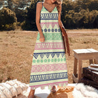 Sling Ankle Long Dress Geometric Design Women'S Summer Dress