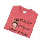 Coffee Mom Graphic Tee Messy Bun Design