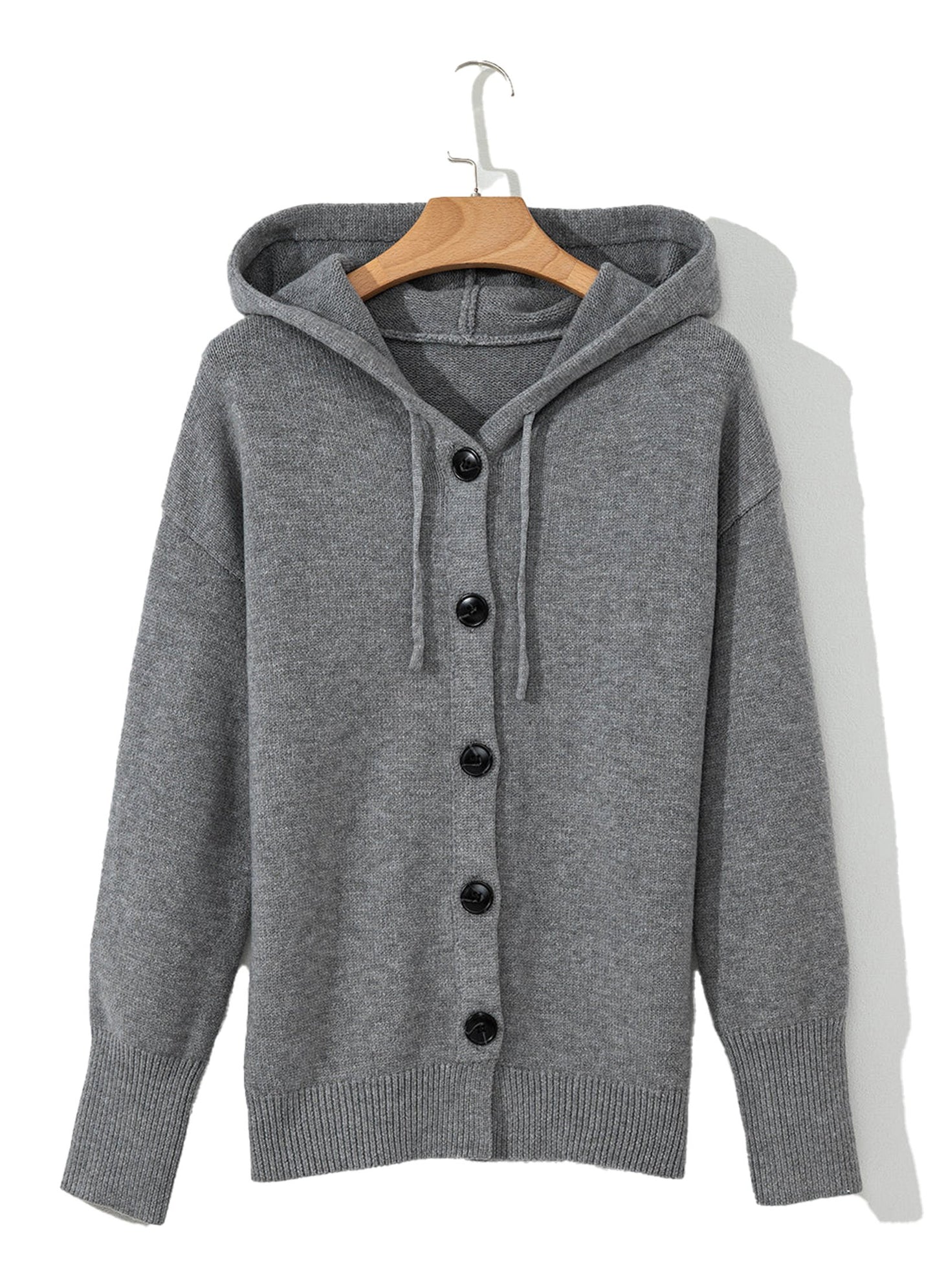 Medium Grey Hooded Sweater Cardigan