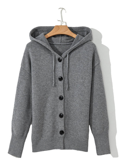 Medium Grey Hooded Sweater Cardigan