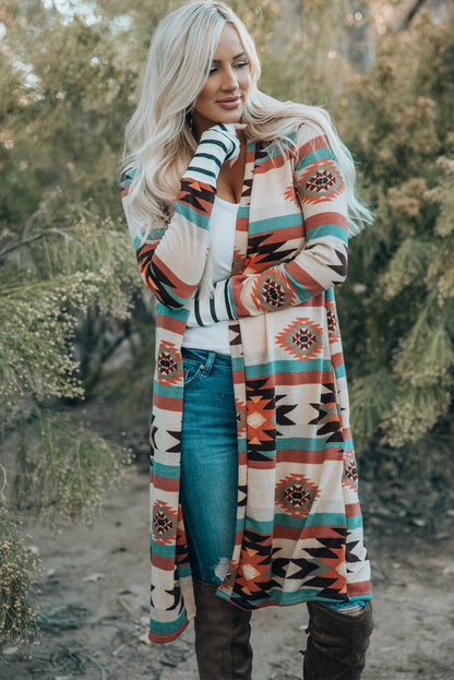 Multicolor Geometric Cardigan For Trendy Style