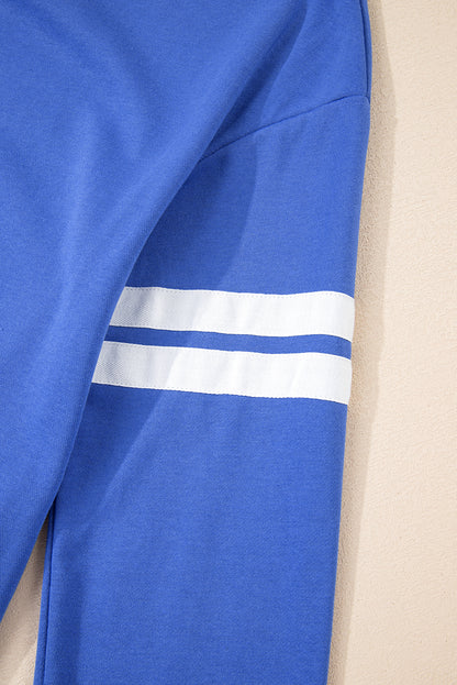 Red Varsity Sweatshirt Dress Cozy Pocketed Mini