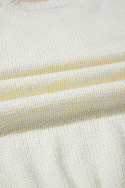 White Flower Detail Sweater For Trendy Style