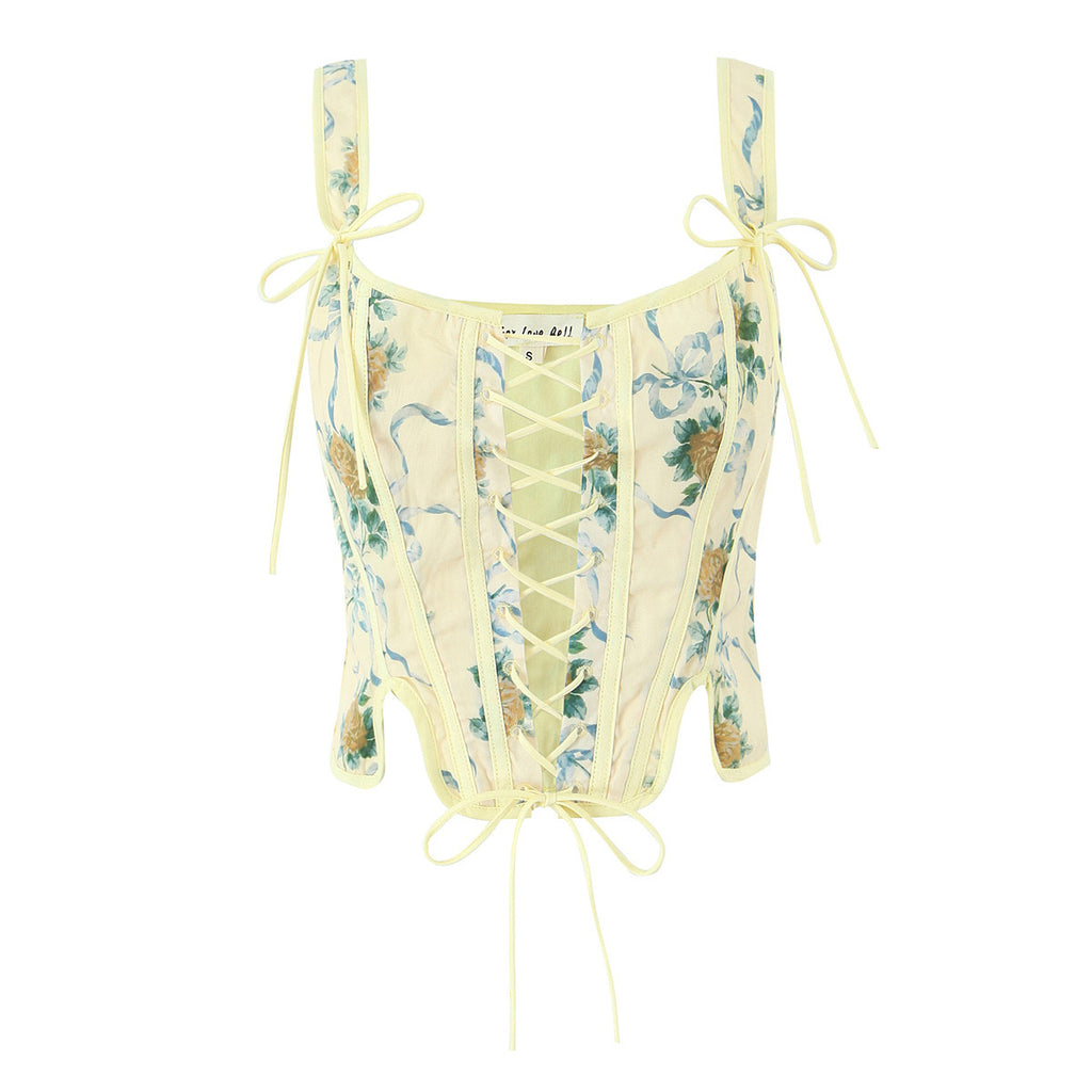 Floral Lace-Up Crop Top for Summer Style