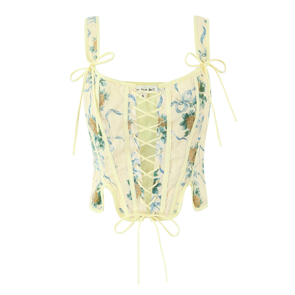 Floral Lace-Up Crop Top for Summer Style