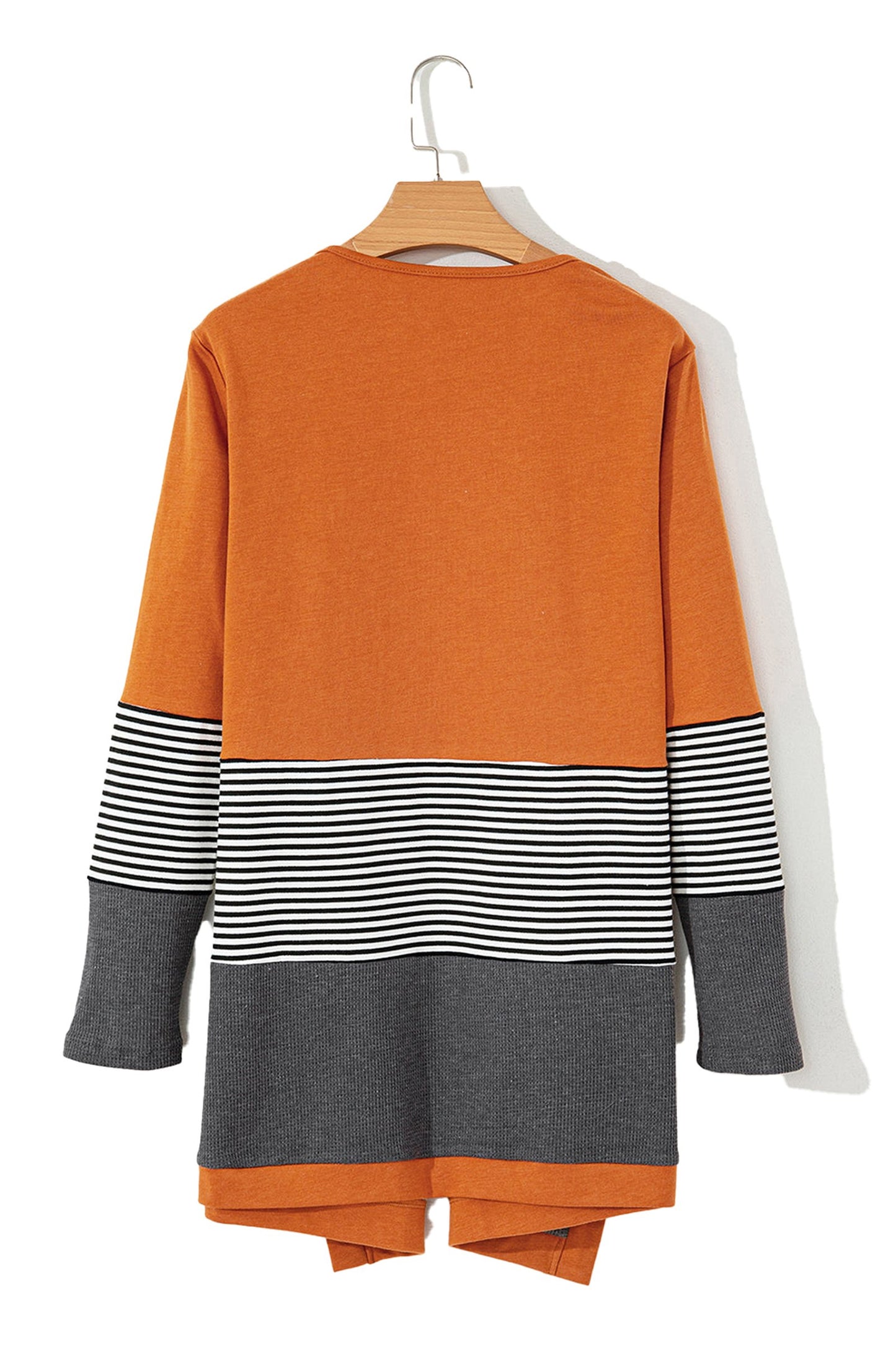 Orange Colorblock Cardigan For Chic Style