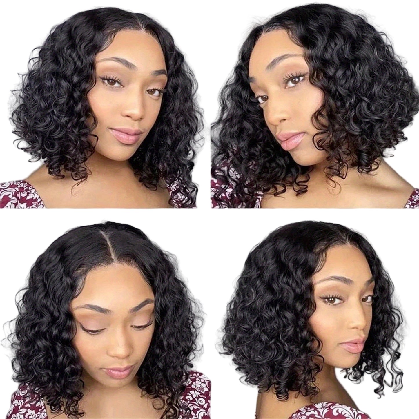 LuckeLadybug LLC 13x4 deep wave glueless wig with natural curls and a versatile bob style
