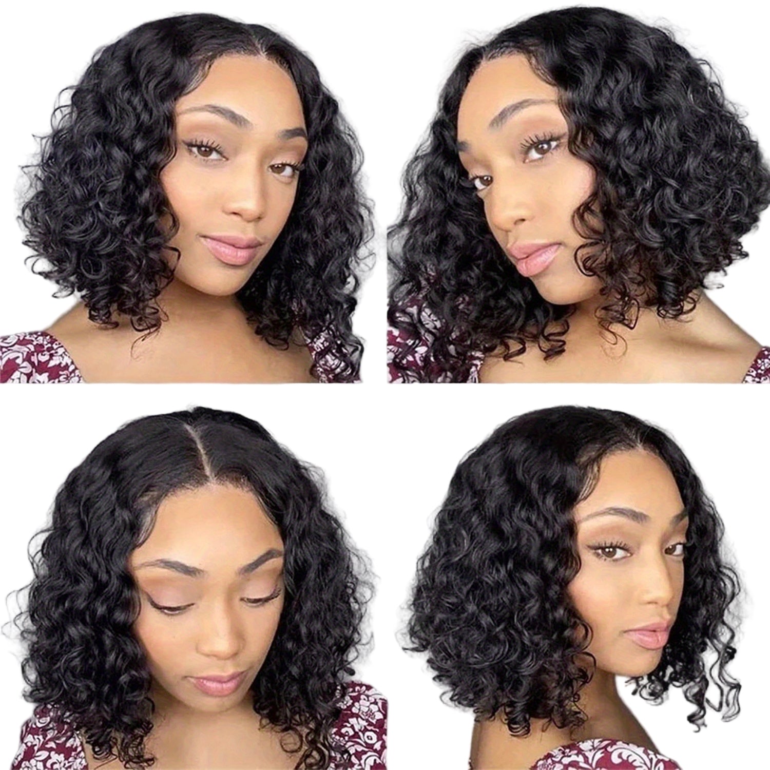 LuckeLadybug LLC 13x4 deep wave glueless wig with natural curls and a versatile bob style