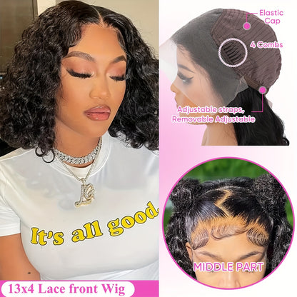 LuckeLadybug 13x4 deep wave glueless wig with adjustable straps and four combs for secure fit