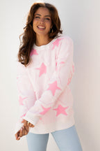 Pink Star Oversized Sweater For Cozy Style