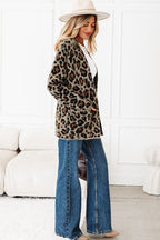 Brown Leopard Print Cardigan For Women