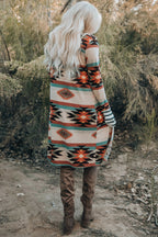 Multicolor Geometric Cardigan For Trendy Style