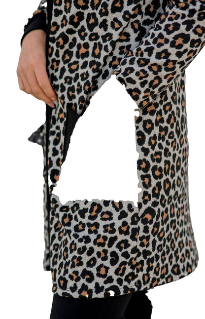 Black Leopard Open Front Cardigan