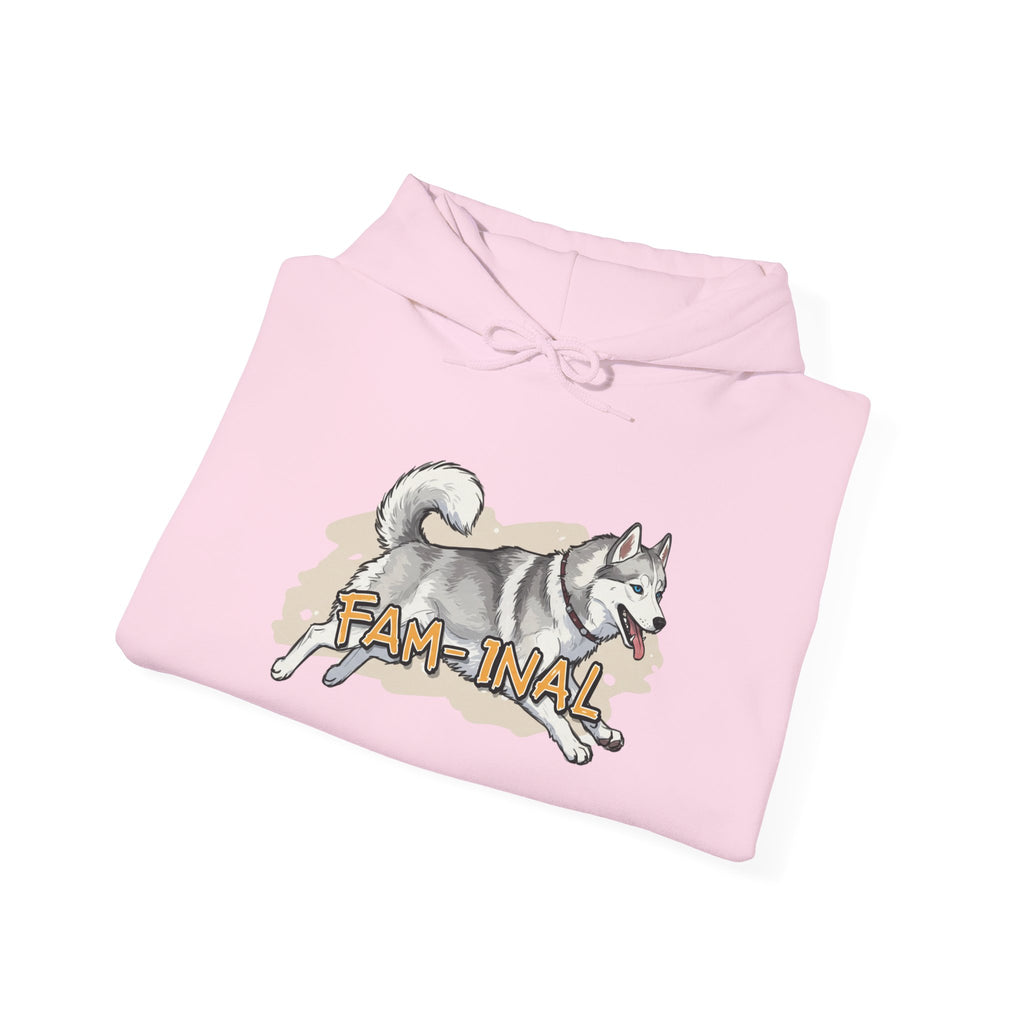 Cute Husky Print Pullover Hoodie White