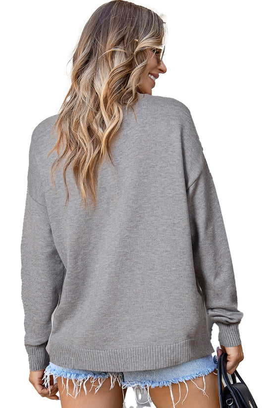 Gray Center Seam Pullover Sweater
