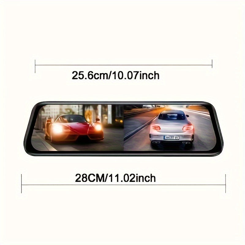 10 Inch Dash Cam Mirror With Rear Camera