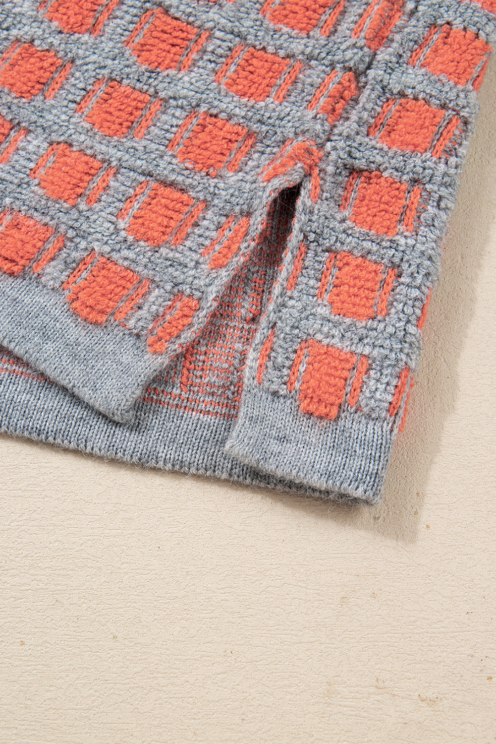 Pink Checkered Oversized Sweater