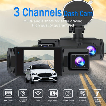 3 Channel Dash Cam With Night Vision
