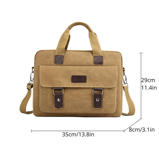 12" Canvas Satchel Bag - Casual Messenger, Large Capacity Shoulder