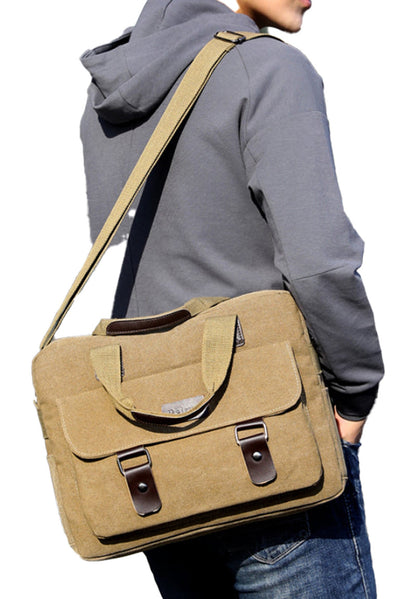 12" Canvas Satchel Bag - Casual Messenger, Large Capacity Shoulder