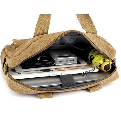 12" Canvas Satchel Bag - Casual Messenger, Large Capacity Shoulder