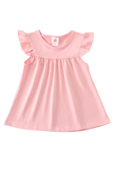 Adorable Pink Basic Ruffle Top For Fashionable Babies And Toddlers - LuckeLadybug LLC