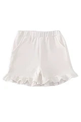 Adorable Cream Basic Ruffle Shorts For Trendy Babies And Toddlers - LuckeLadybug LLC