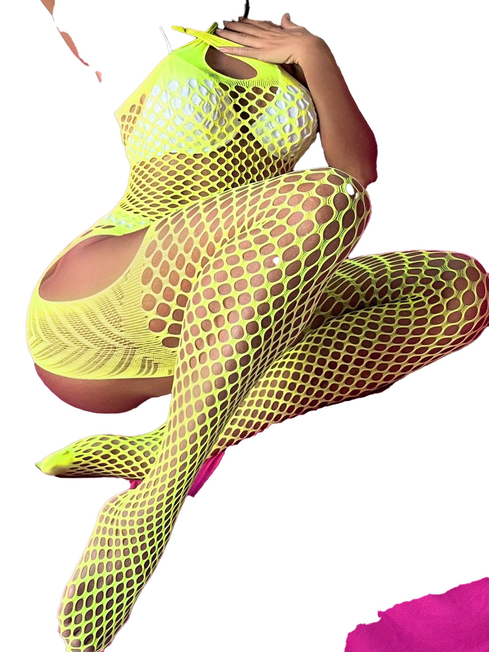Halter Neck Fishnet Bodystocking with Open Crotch – Women's Sexy