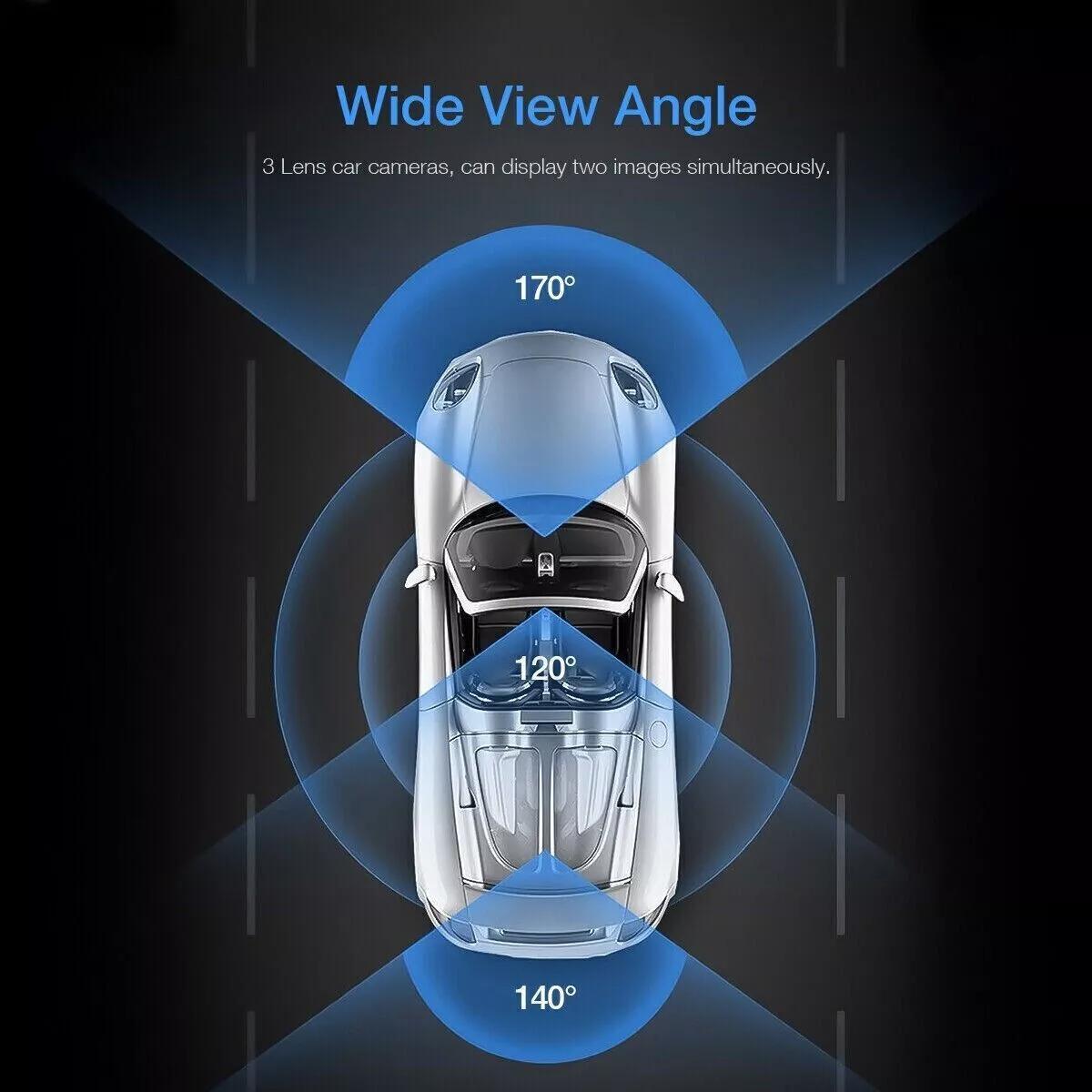 1080p Touch Screen Dash Cam With 3 Cameras