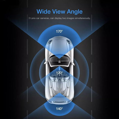 1080p Touch Screen Dash Cam With 3 Cameras