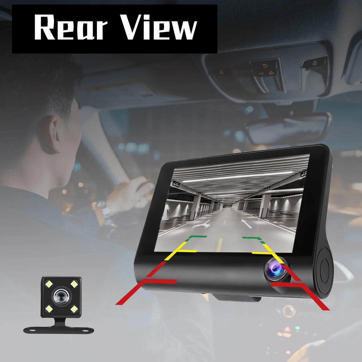1080p Touch Screen Dash Cam With 3 Cameras