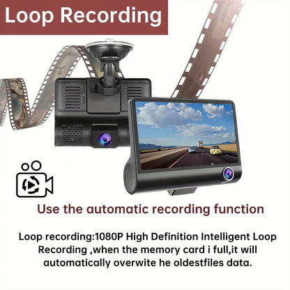 1080p Touch Screen Dash Cam With 3 Cameras