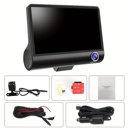 1080p Touch Screen Dash Cam With 3 Cameras