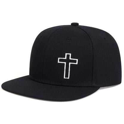 Mens Cross Embroidered Hip Hop Hat