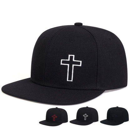 Mens Cross Embroidered Hip Hop Hat