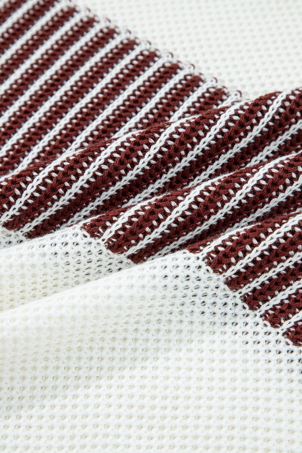 Brown Striped Patchwork Sweater For Trendy Look