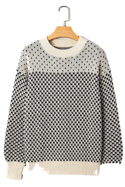 Black Contrast Lantern Sleeve Sweater