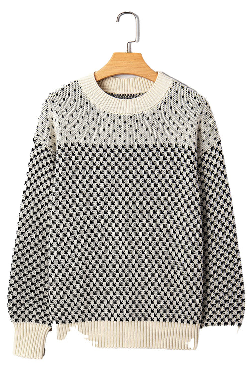 Black Contrast Lantern Sleeve Sweater