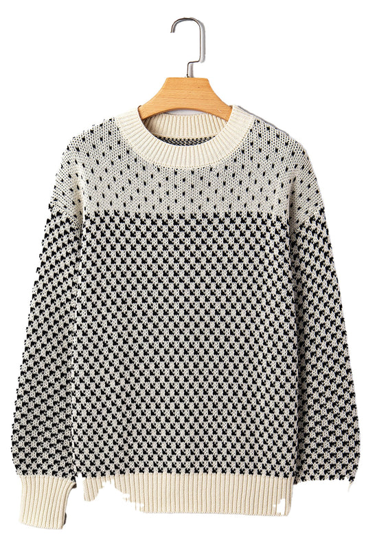 Black Contrast Lantern Sleeve Sweater