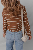 Chestnut Striped Tie Front Cardigan