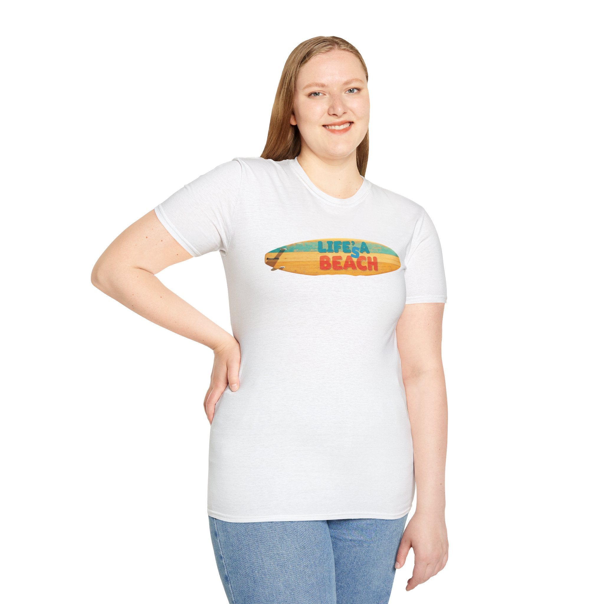 Lifes A Beach Text Stylish Summer Apparel Softstyle T-Shirt