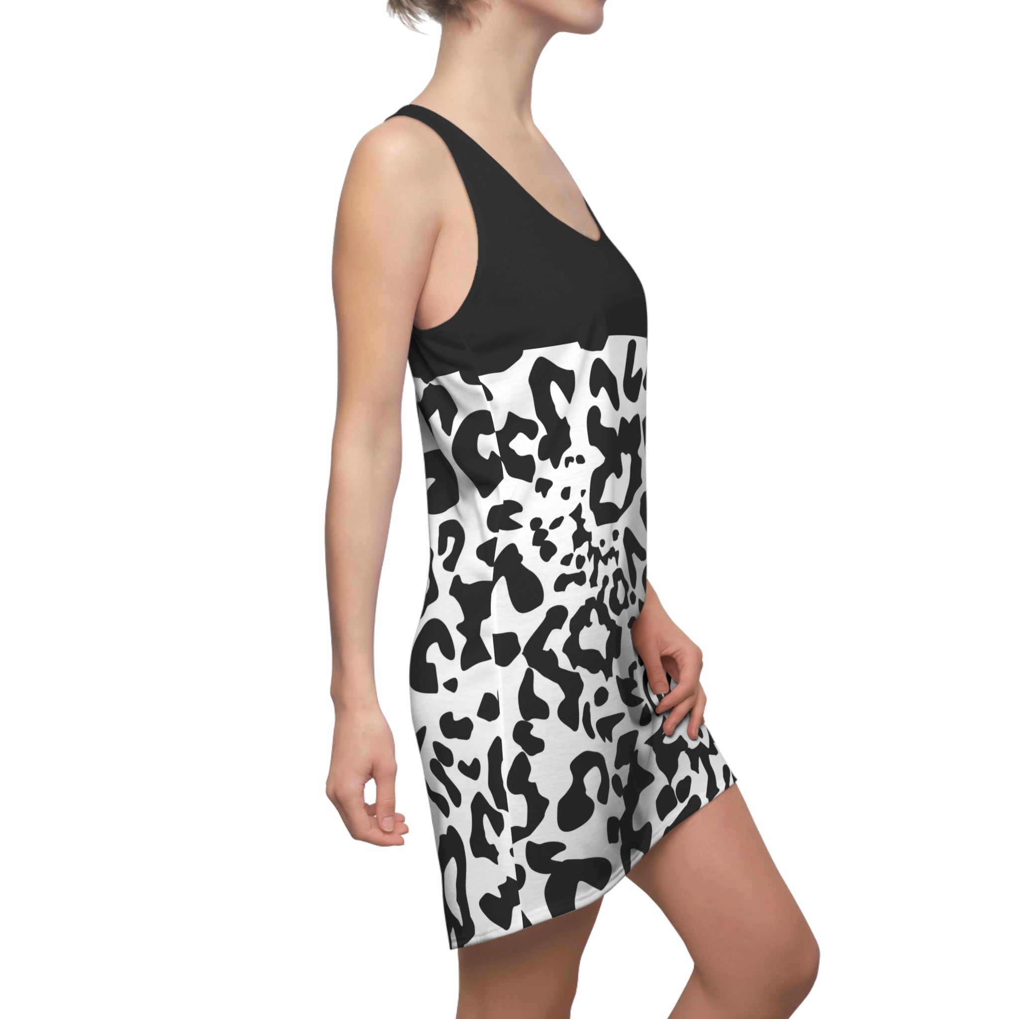 Black White Summer Dress Womens Racer Back