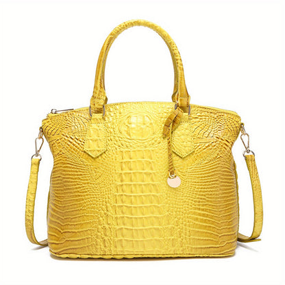 Crocodile Embossed Womens Handbag Chic Satchel