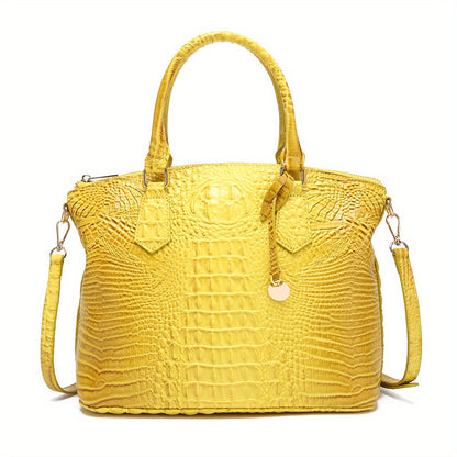 Crocodile Embossed Womens Handbag Chic Satchel