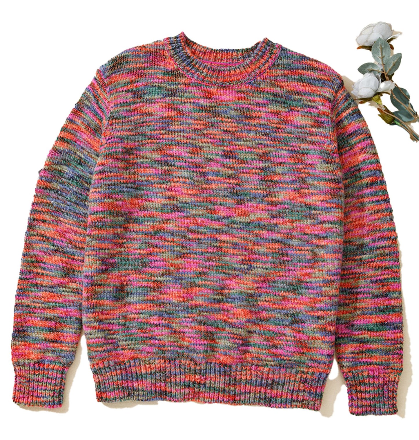 Purple Space Dye Sweater For Trendy Looks