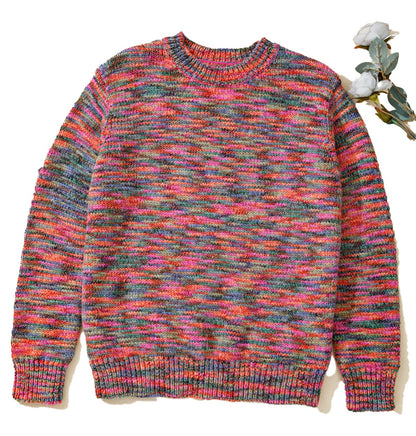 Purple Space Dye Sweater For Trendy Looks