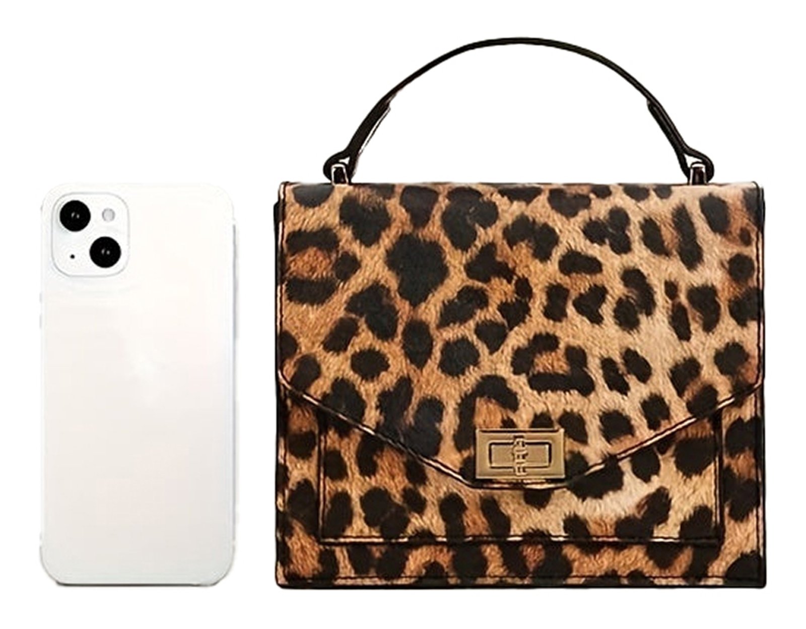 Leopard Print Vintage Clutch Handbag Lifestyle Image