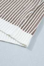 Pale Khaki Contrast Trim Ribbed Knit Sweater Tank Top