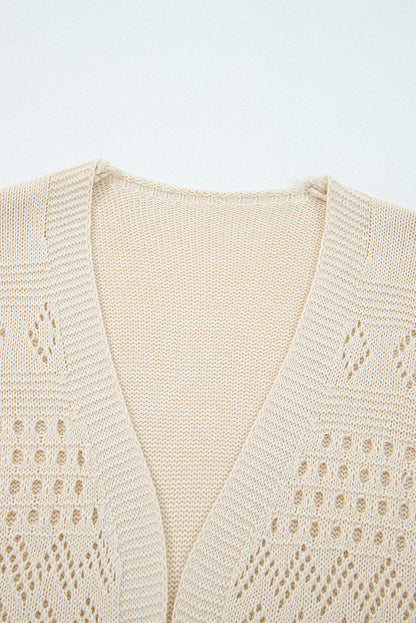 Smoke Gray Knit Open Front Cardigan